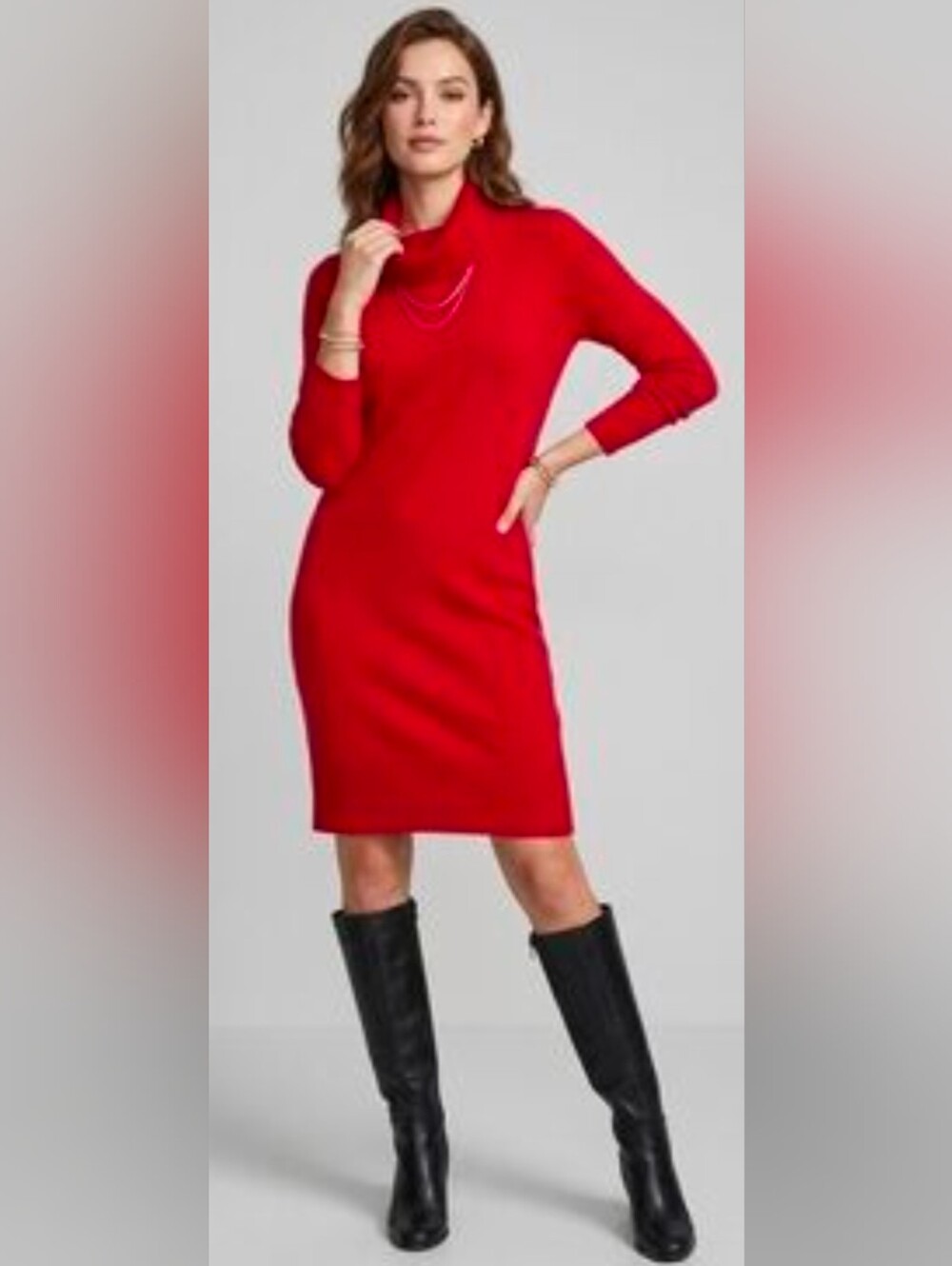 Cynthia Rowley 100% Merino Wool Cherry Red Turtleneck Sweater Dress M